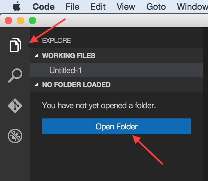 Open folder from Visual Studio Code