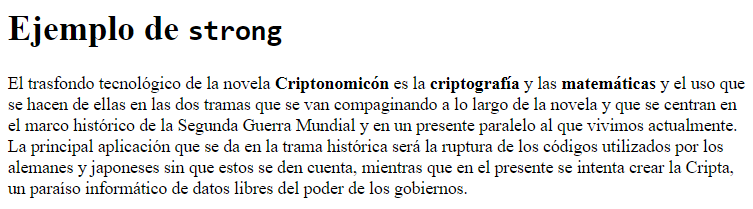 Ejemplo de uso del elemento strong