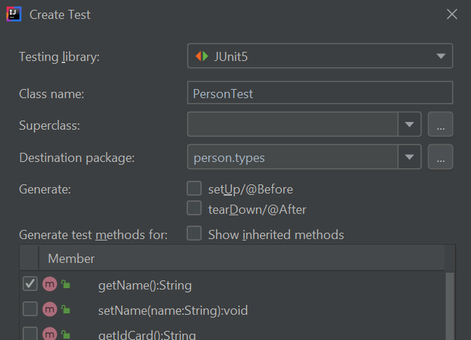 Generate missed test methods